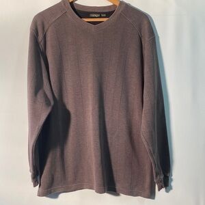 Men's V-Neck Sweater - Gray/Brown (Dark Mocha)